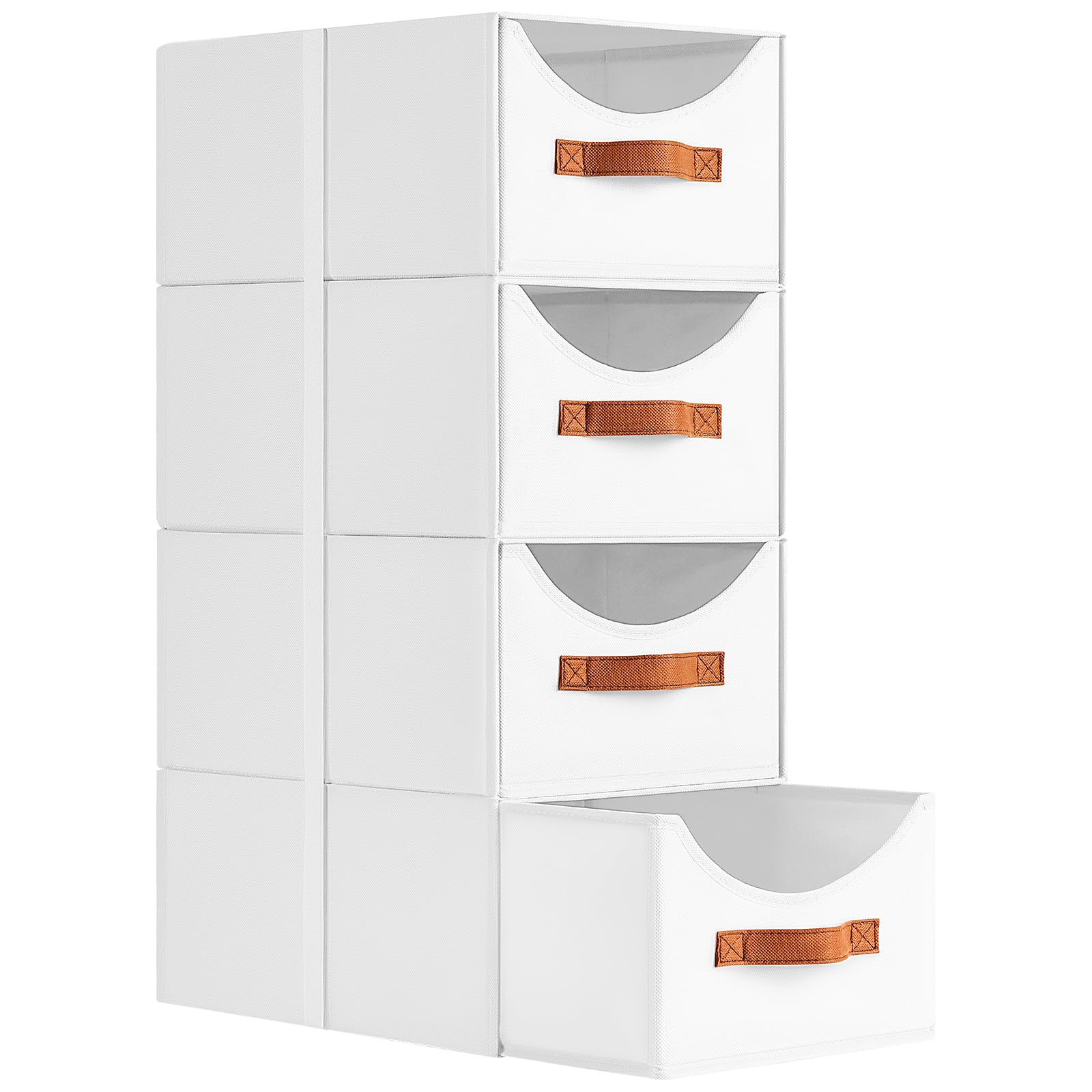DIMJ Caisson Tiroir - Caisson de Rangement Lot de 4 Boîtes, Boite de Rangement Empilable, pour Chambre, Bureau, Détachable, Combinaison Libre, Blanc, 35 x 25 x 17 CM