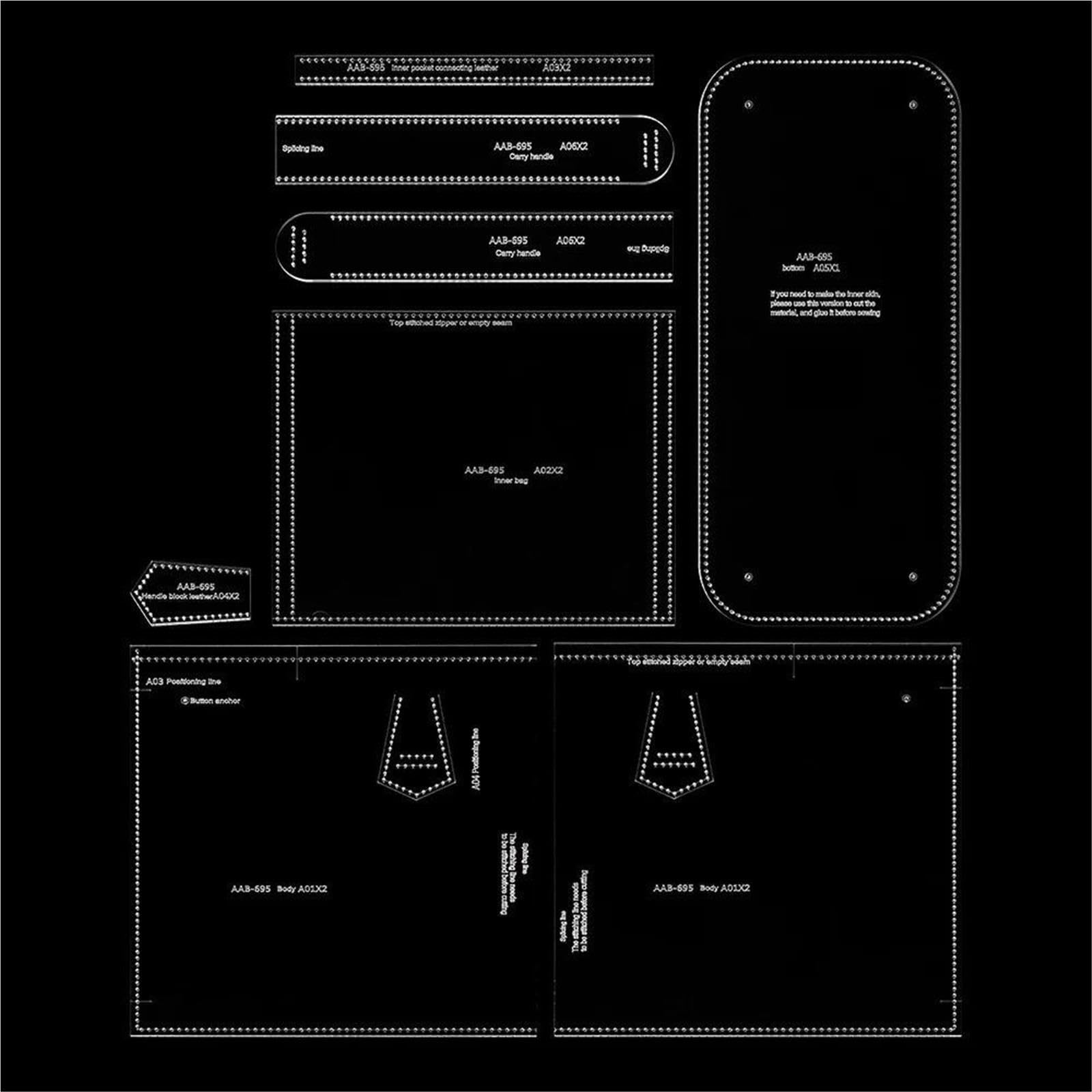 1 Juego De Plantillas De Diseño De Acolchados | Moldes manuales for bricolaje, material transparente, únicamente, piezas sin cuero