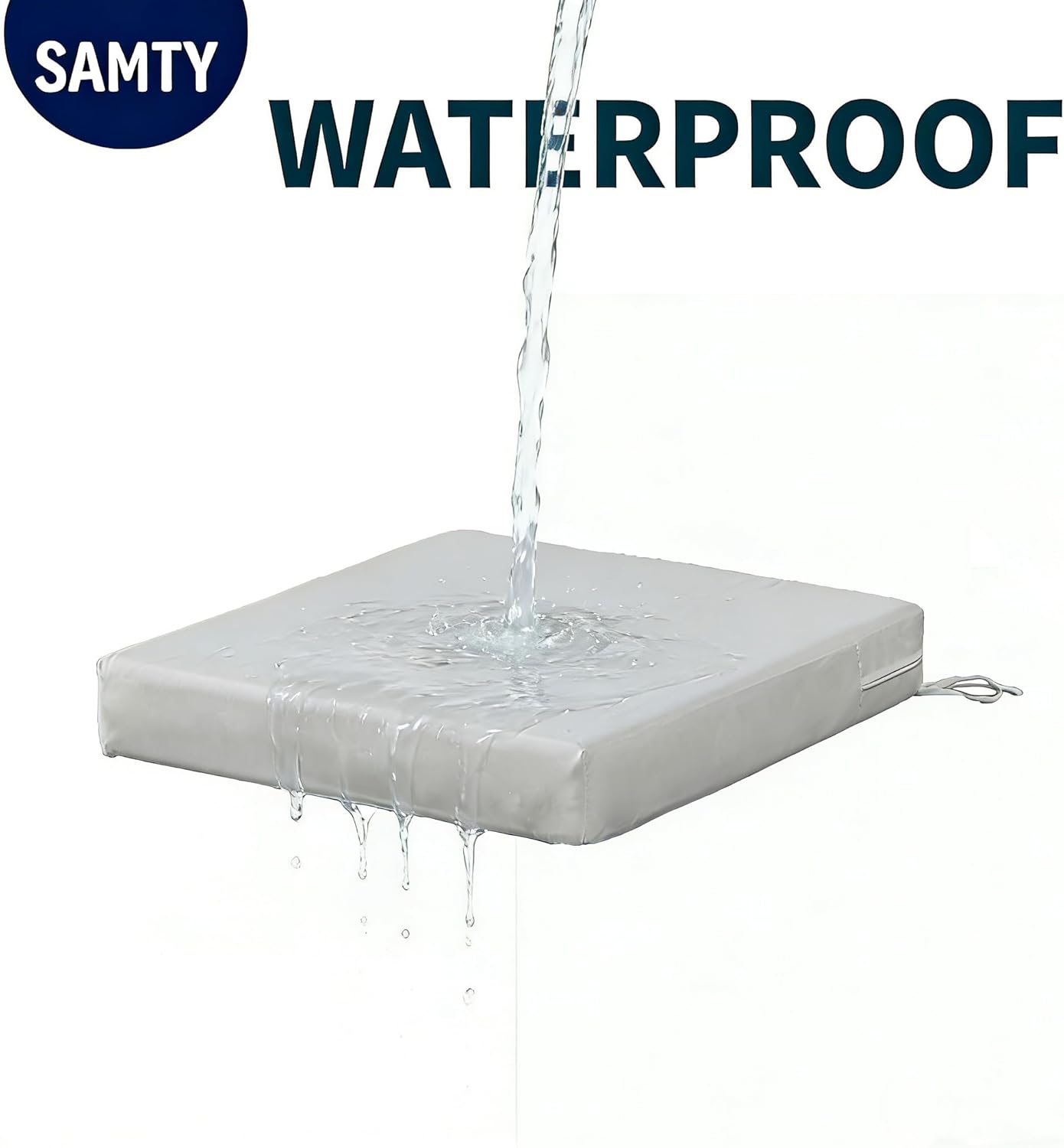 SAMTY Patio Chair Cushions with Back Cushion Non Slip Bottom Waterproof Square Outdoor Chair Cushions with Ties for Garden Swing Furniture 24 x 24 Inch, White