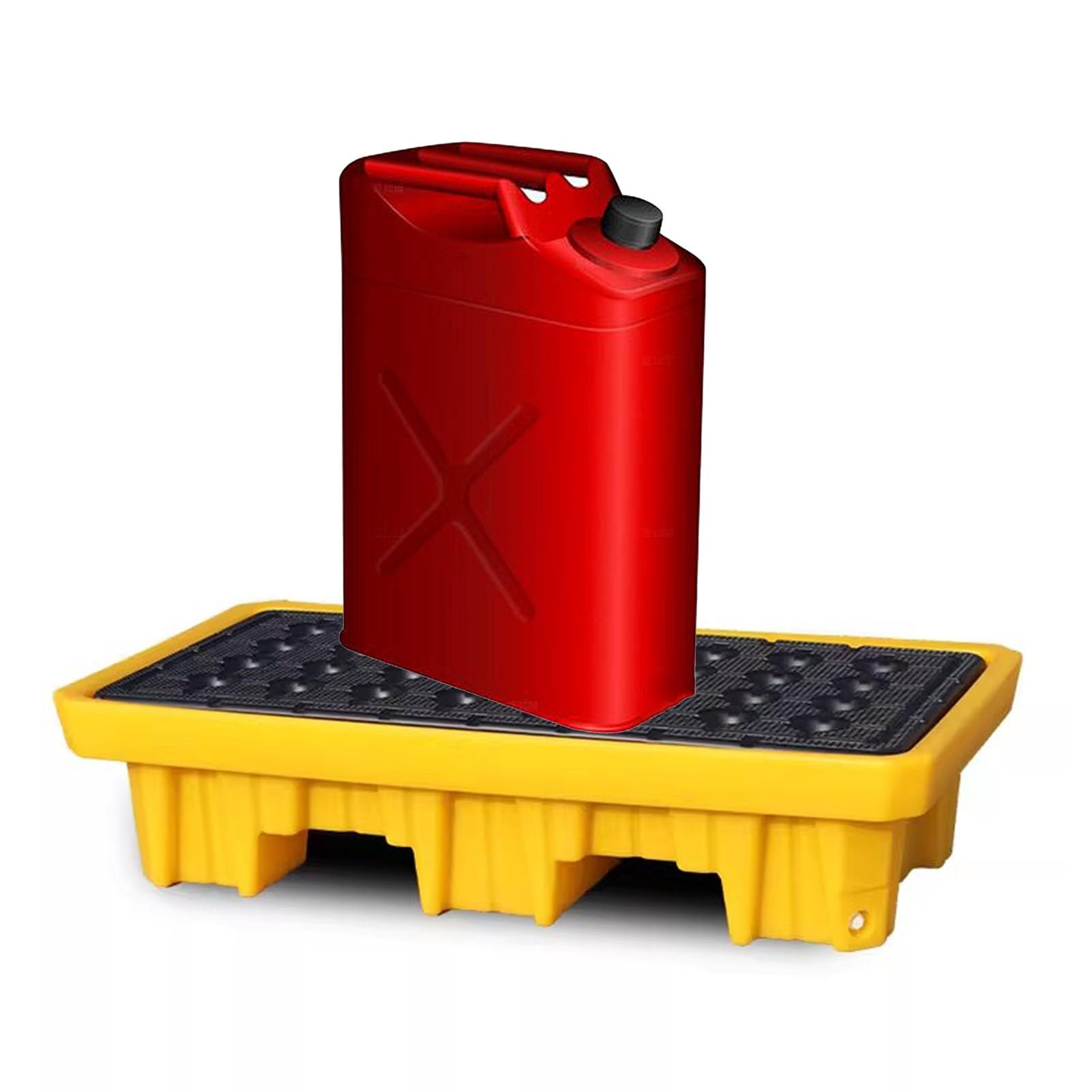 QUSYZD Stackable Industrial Spill Containment Platform, Modular Polyethylene Pallet with Drain Outlet, Heavy-Duty Yellow & Black Load Capacity Tray,Black+yellow-72x72x16cm