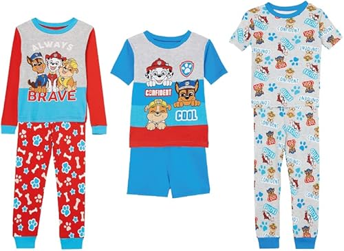 Nickelodeon Paw Patrol - Conjunto de pijama de algodón ajustado de 6 piezas, suave y lindo para niños