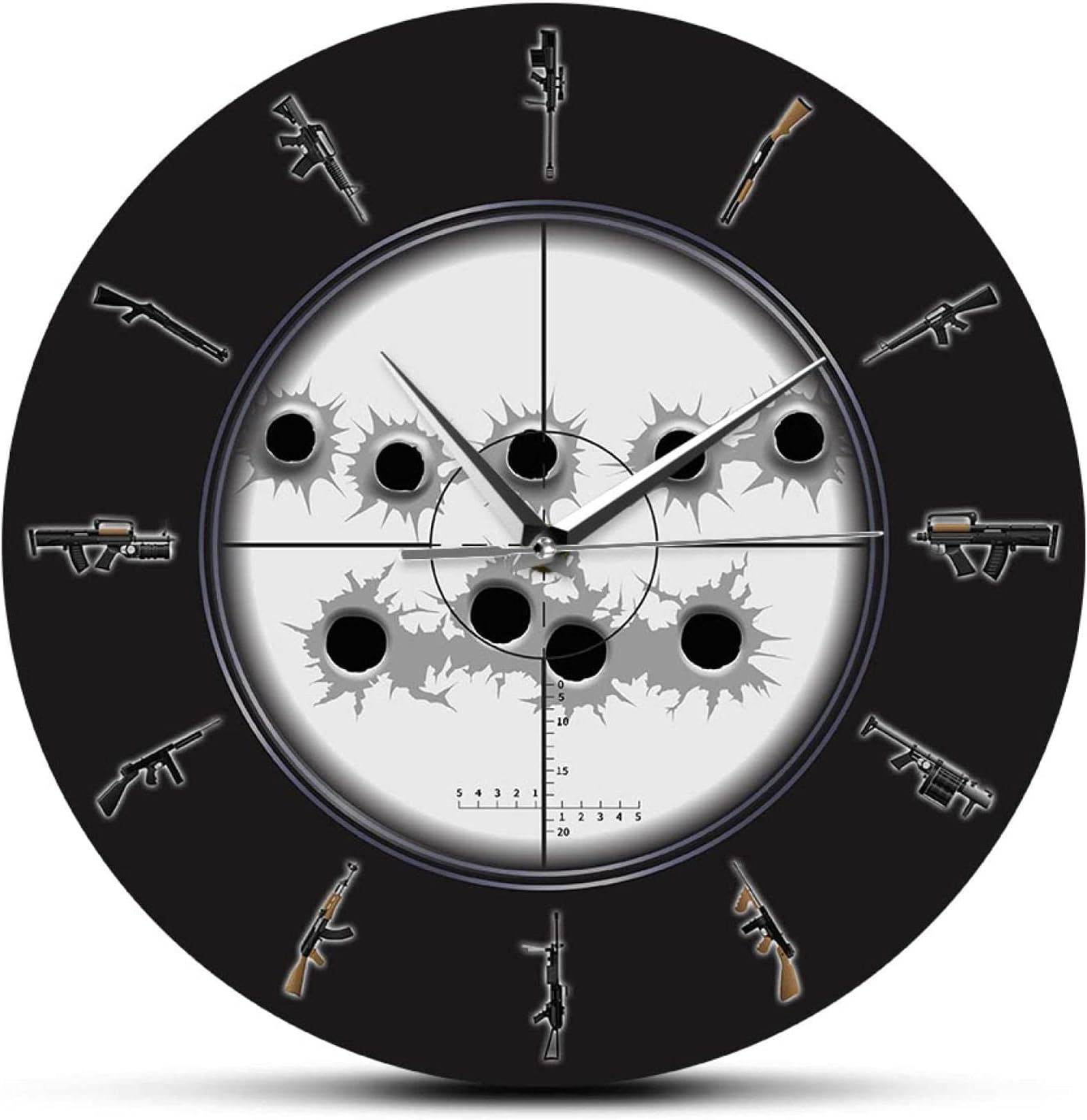 Wall clock decor Military Wall Art Hanging Wall Watch Variety of Weapon Wall Clock Man Cave Army Wall Decor Applicable Places Living Room Office Study Bedroom Room
