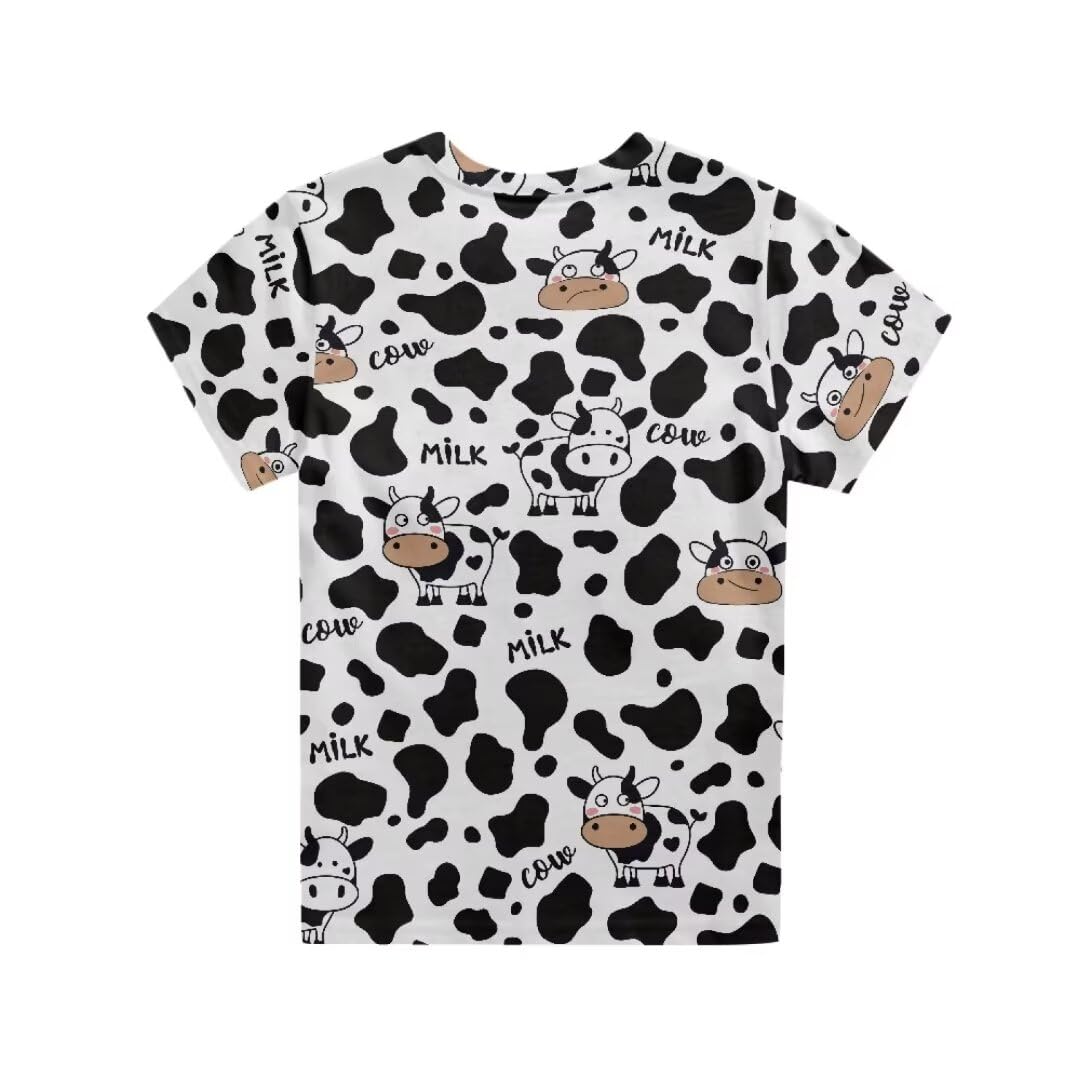 ORGYPET Cow Girls Clothes Size 13-14 Lovely T Shirt for School Short Sleeve Shirt for Summer 2024 Quick Dry Tee Shirt for Sports Soft Top for Hawaii Casual Playwear Gift for Sister