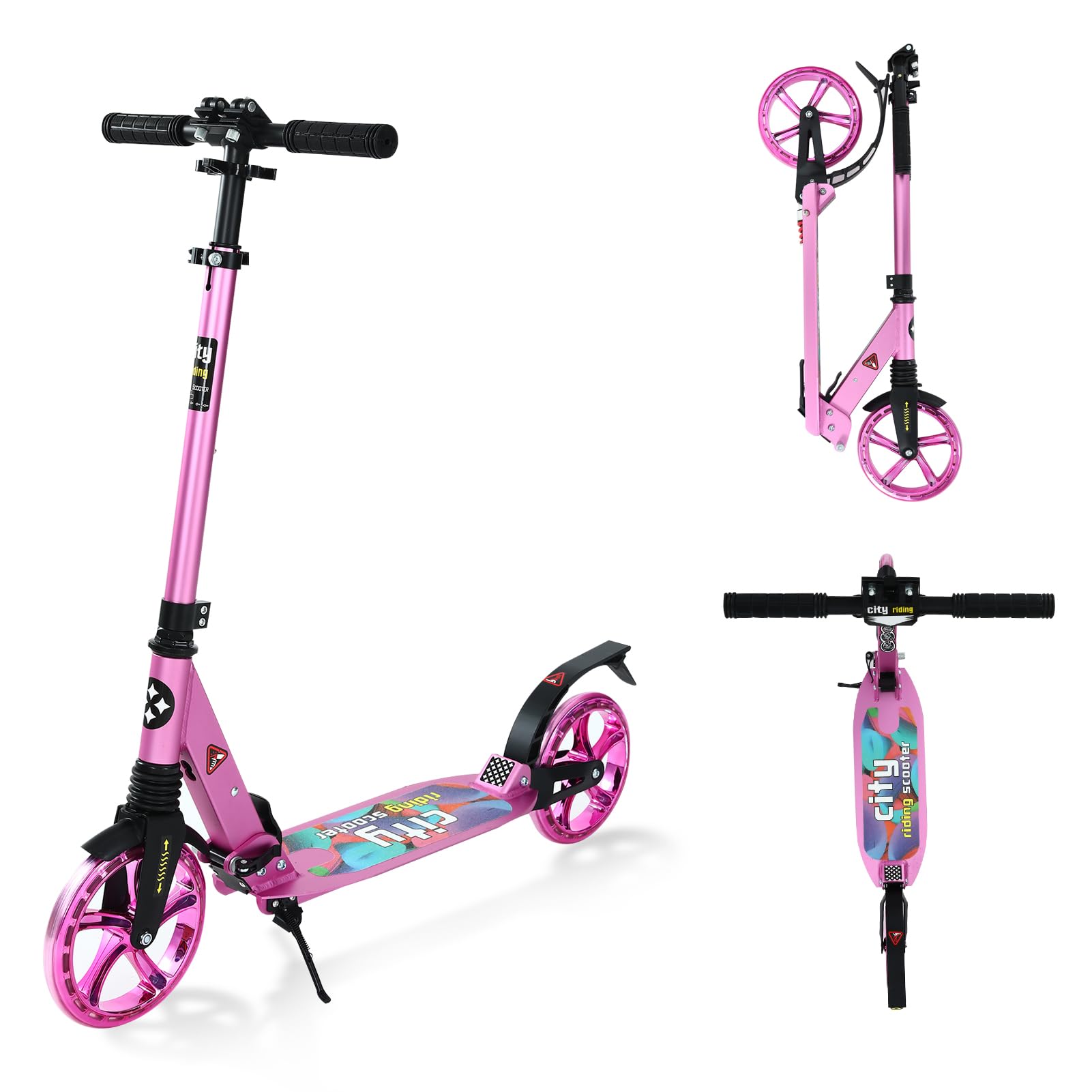 Beauenty 2 Wheels Scooter for Teens, Kick Scooter with Anti-shock Suspension and Adjustable Handlebar for Kids to Adults