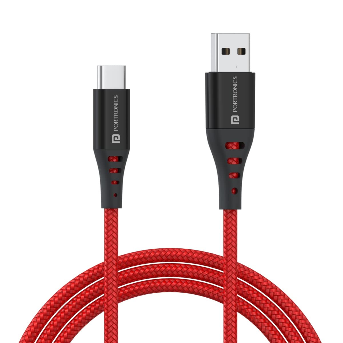 Portronics Konnect Dash 2 Unbreakable 6.5A 65w USB A to Type C VOOC Flash Charging Cable Design for OnePlus,Oppo(Red)