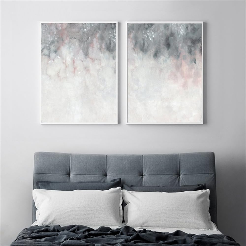 Wuhbcz Multicolored Art Decor,Nordic Poster Pink Grey Wall Art Bedroom Abstract Painting Print Wall Pictures For Living Room Picture Home Decor Artwork-30 * 50Cm*2Pcs (No Frame)