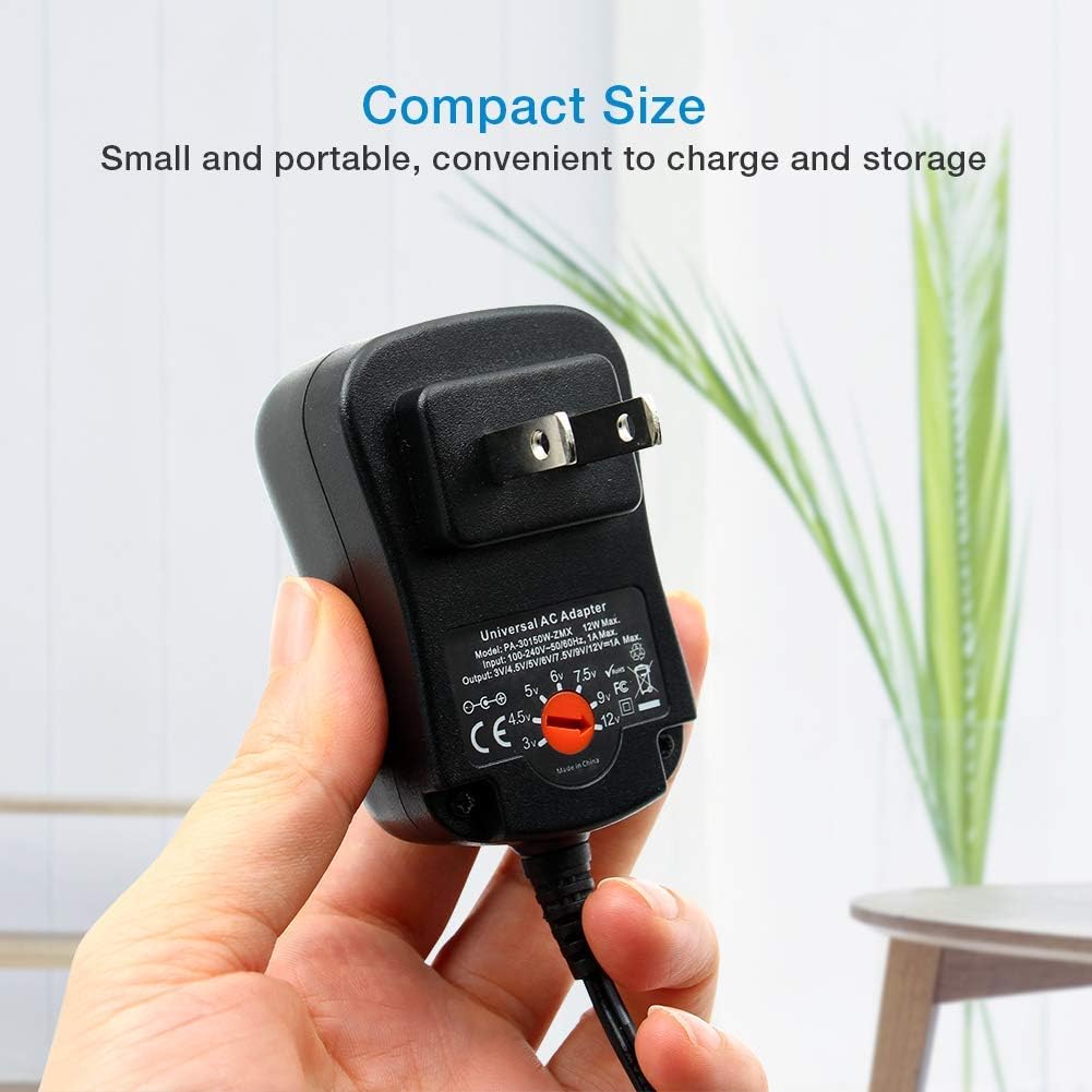 ZOZO 12W Universal AC Adapter Switching Power Supply 3V 4.5V 5V 6V 7.5V 9V 12V, Selectable Tips for Household Electronics Routers LED Strips Cameras USB HUB Android Tablets : Electronics