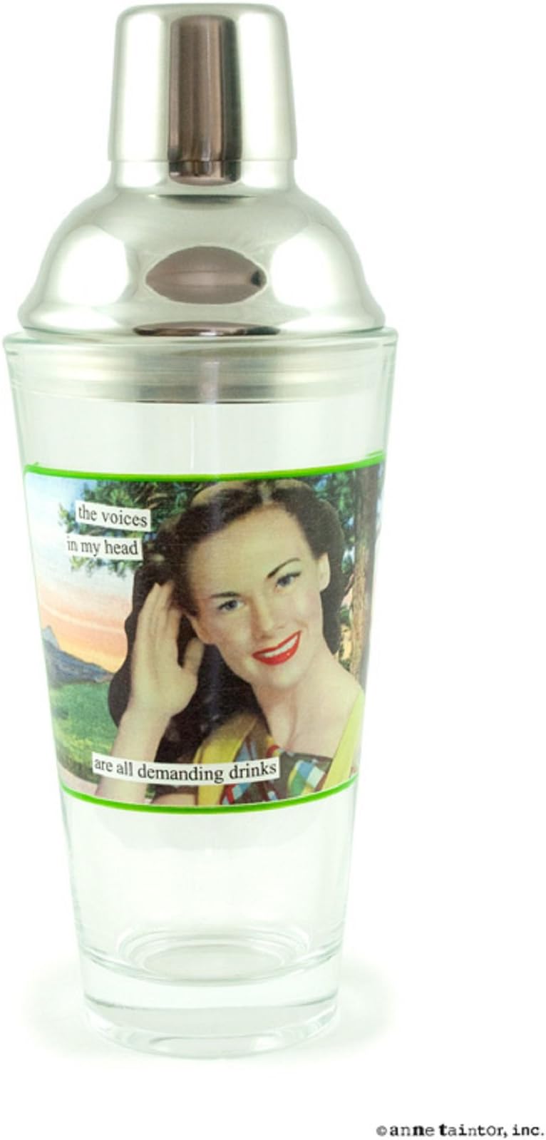 Anne Taintor Stainless Steel Cocktail Martini Shaker - The Voices In My Head Are All Demanding Drinks