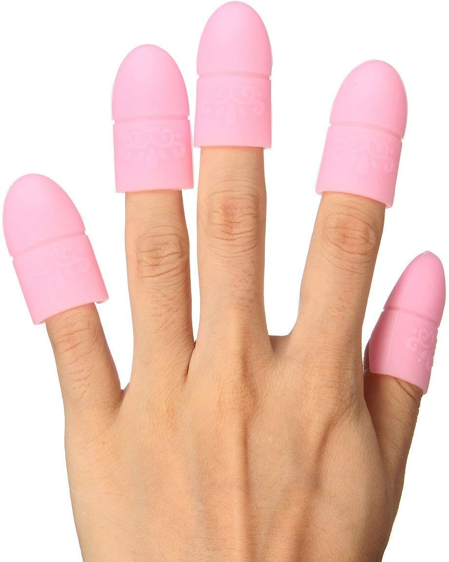 Red Square Wearable Nail Soakers Pad Holder, UV Gel Polish Remover Caps Tips, Acrylic Off or Nail Art Removal Tools Reusable Silicone Nail Art Soaker