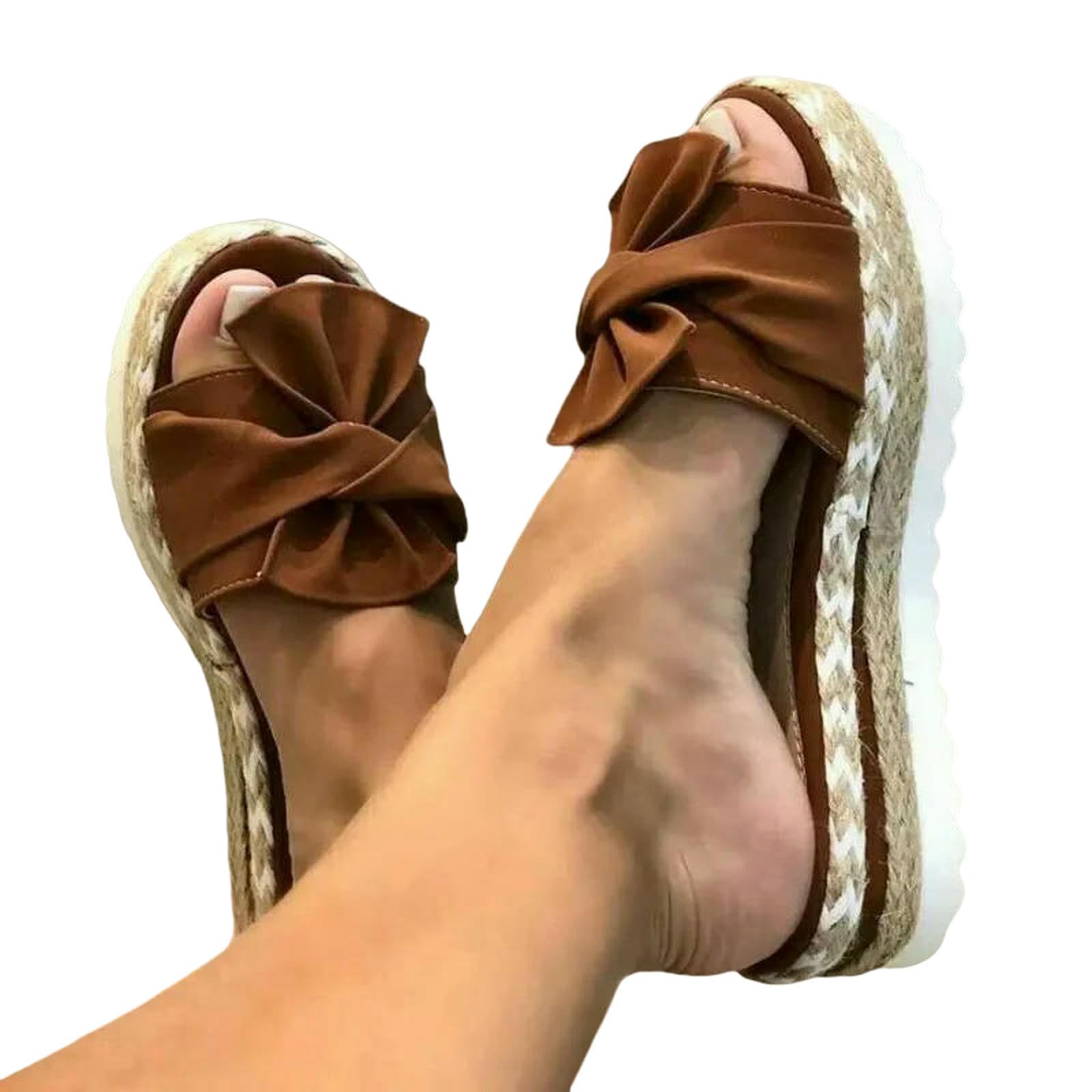 Gyios flip flops Sandals Women Heels With Wedges Shoes For Platform Summer Slippers Elegant Shoes-dark Brown-40