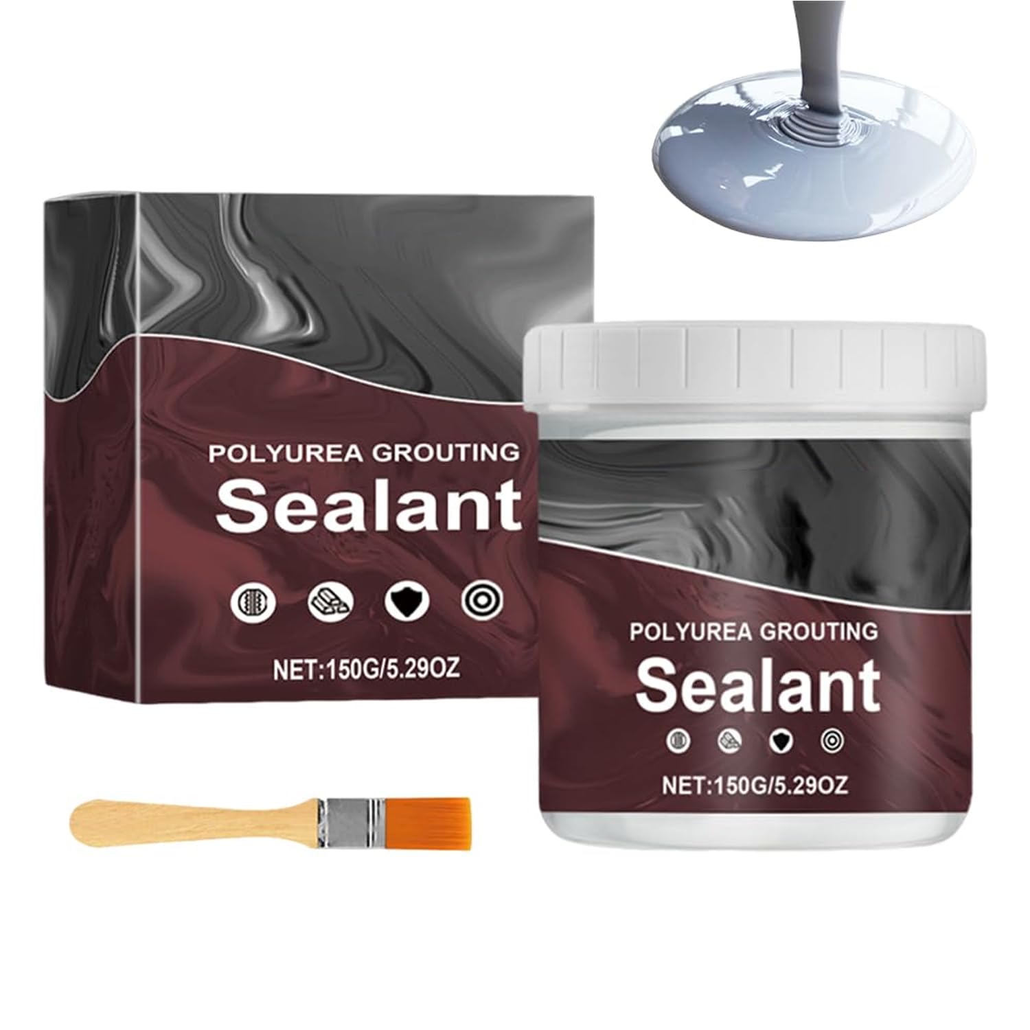 Waterproof Agent, 150g/5.29oz Polyurea Grouting Sealant Gray, Multifunctional Shower Tile Grout Sealer, Polyurea Grouting Sealant for Indoor Outdoor Wall Road Crack (150g)