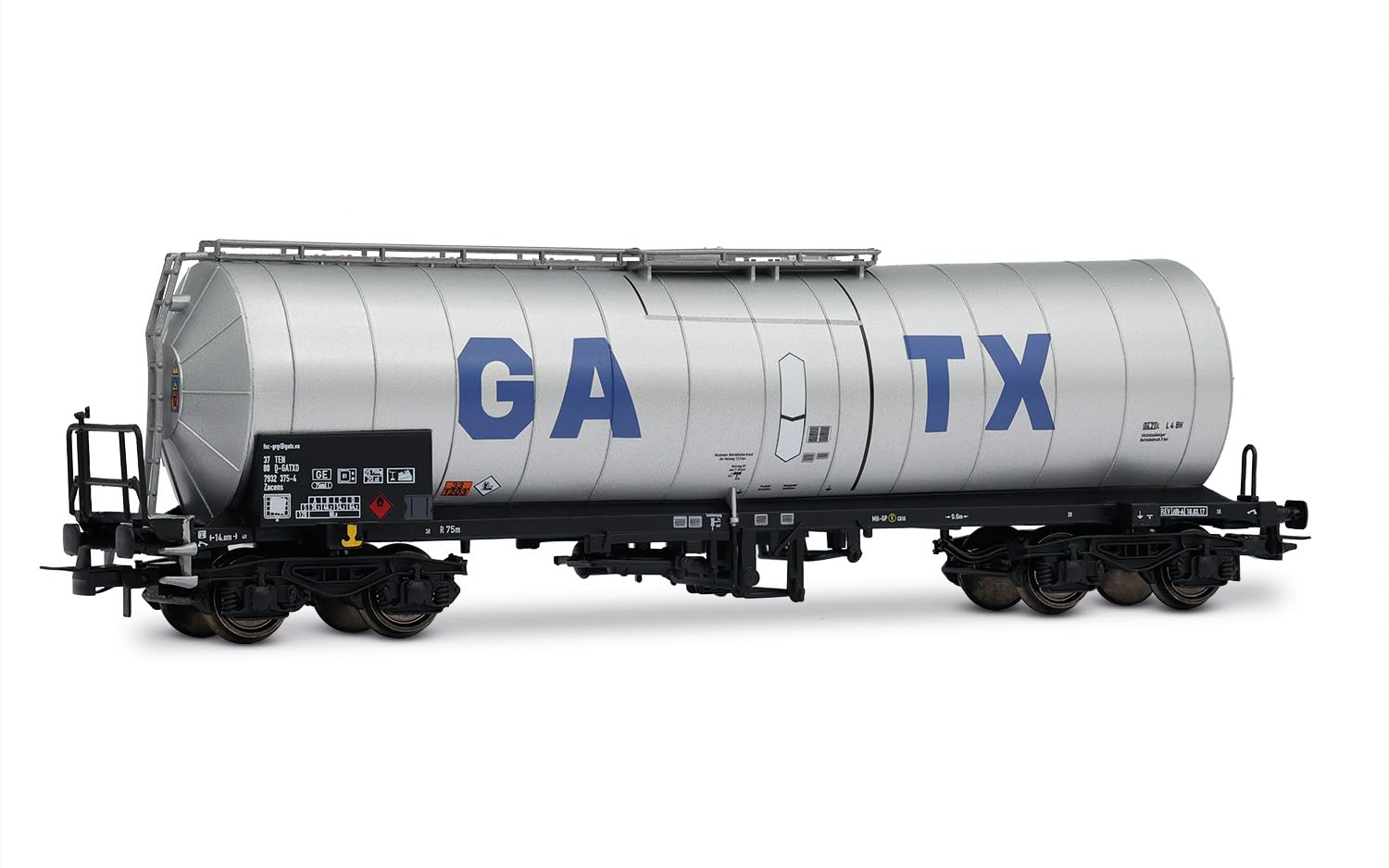 Rivarossi GATX, confezione da 2 carri cisterna isolati a 4 assi, livrea grigio chiaro con grande logo GATX, ep. VI