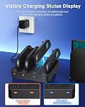 [Fit for Switch 2/1] 8 in 1 Controller Charging Dock for Nintendo Switch 2/Switch1/OLED Model Controller, WAXITY Fast Magnetic Horizontal Charger Stand Station for Joycon2/1 with USB-C Charging Cable