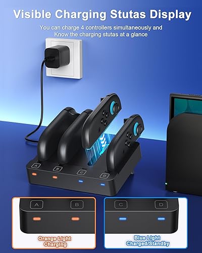 Miniatura 3 de Controller Charger for Nintendo Switch 2 2025 and Switch 1, Horizontal Charging Dock Station for Joy con and for Joycon 2 Accessories with Foldable