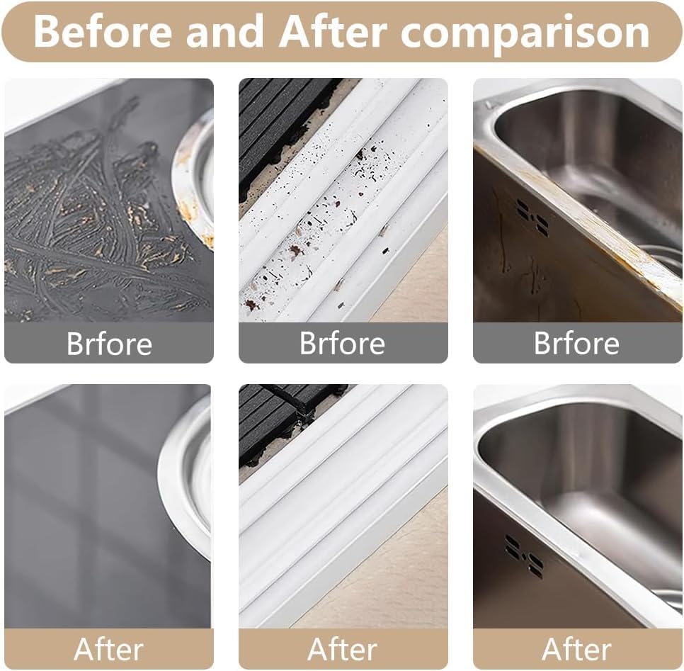 Image of 2-in-1 Groove Cleaning Brush with Hidden Scraper, Window Track Cleaner Brush, Crevice Cleaning Tool for Sliding Door Tracks, Window Sills, Narrow Gaps, Kitchen & Bathroom Cleaning (White)