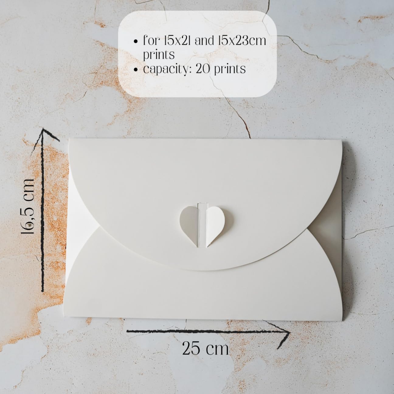 Fotomappe für 20 Fotos 15x23 cm – 10er Pack – Elegante Fotohülle mit Herzverschluss für Fotografen