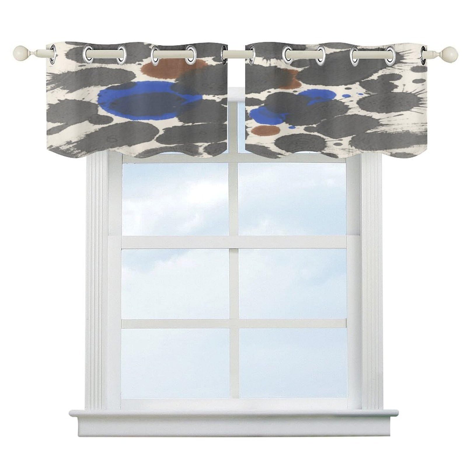 Fekiloot Style Ink Splatter Short Curtains Valance Curtain