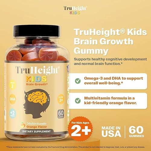Miniatura 2 de TruHeight Gomitas de crecimiento cerebral para niños pequeños (a partir de 2 años) vitaminas naturales para niños pequeños - Omega-3, DHA, EPA -