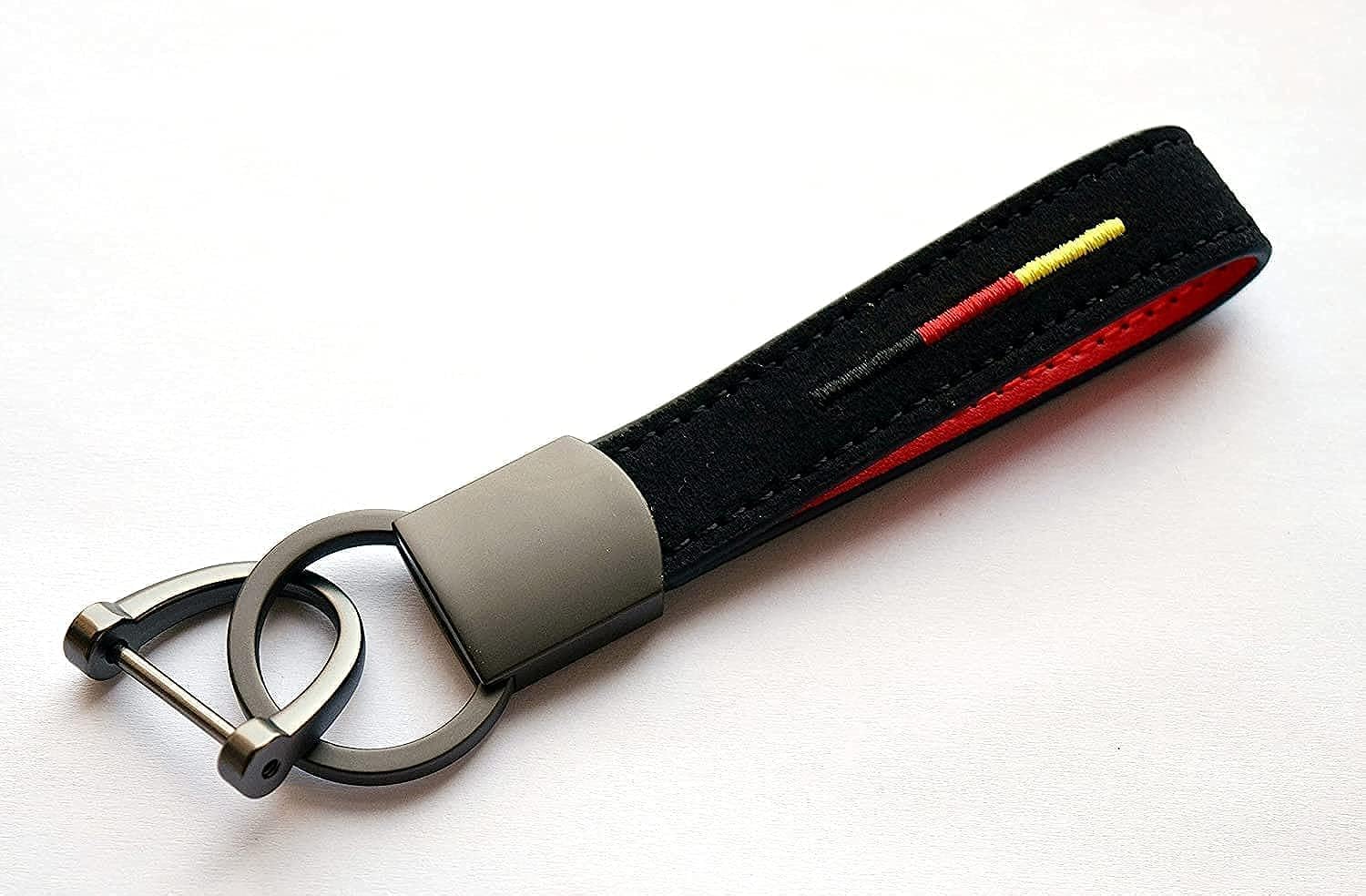 Suede Leather Car Keychain, Key Chain, Car Accessories Keyring with YRB line, Black