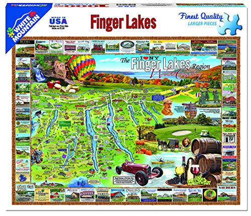 White Mountain 1000 Piece Jigsaw Puzzle New York Wine Map Puzzles with Large Pieces for Adults and...