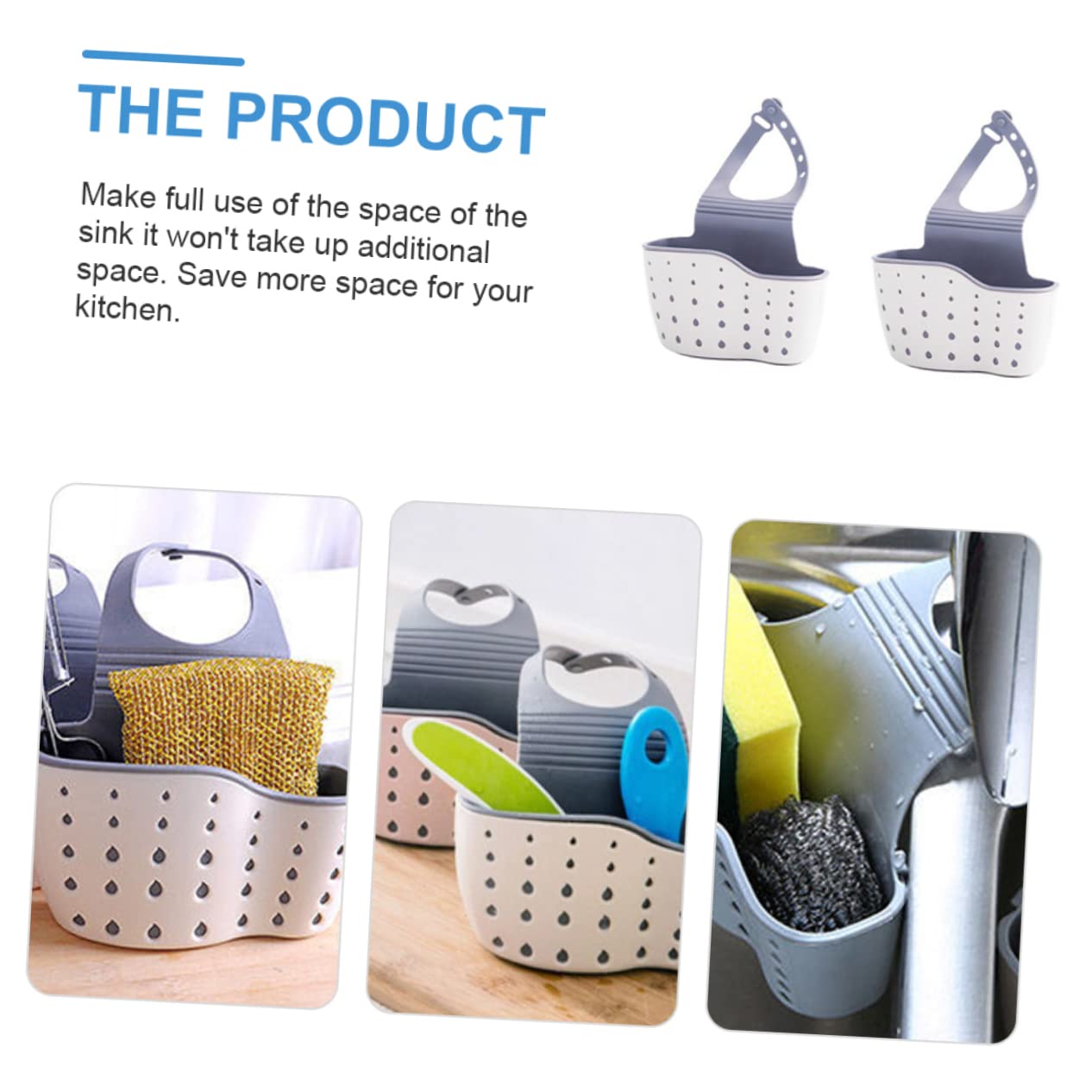 Luxshiny Porta Spugne per Lavello da Cucina 2 Pezzi Doppio Strato in Plastica Beige, Robusto e Salvaspazio, per Organizzare e Drenare nella Cucina