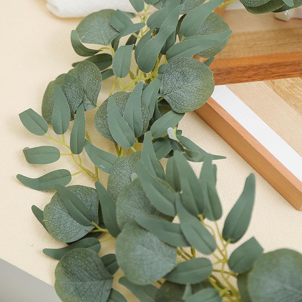 Ghirlanda di eucalipto artificiale da 1,8 m per decorazione domestica, decorazione per matrimoni e feste, rampicante in rattan realistico