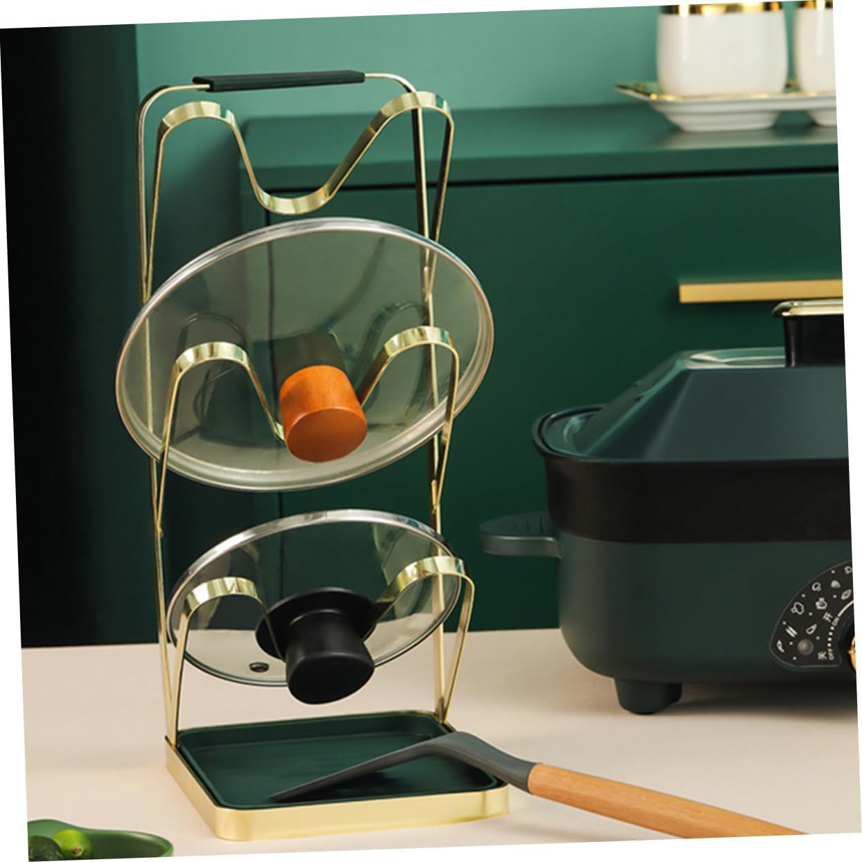 Vaguelly 1pc Pot Lid Storage Holder Organizer Rack for Kitchen Water Tray Pot Cover Storage Stylish Kitchen Accessory
