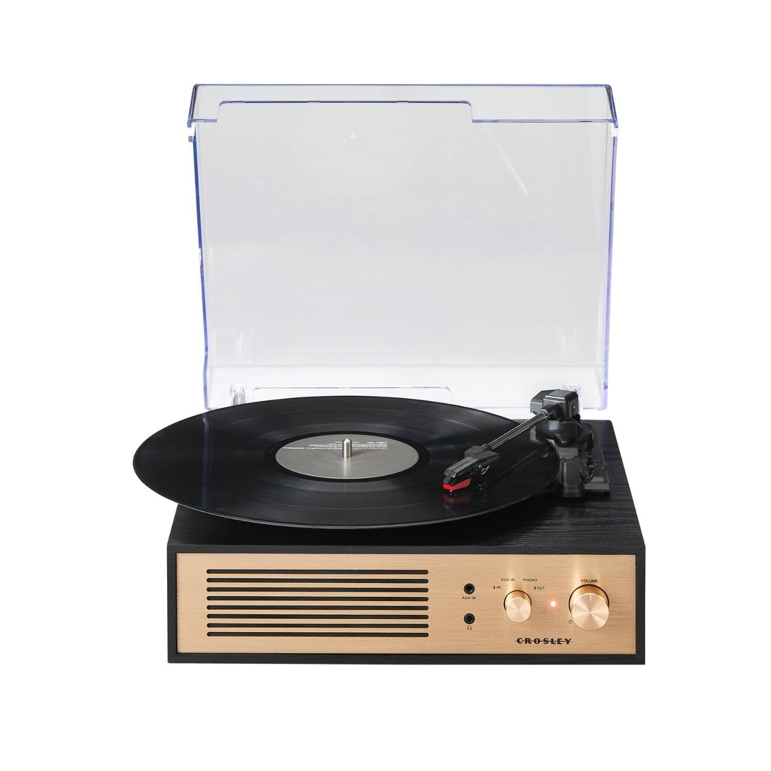 Crosley Miles - Giradischi a 3 velocità con ingresso e uscita Bluetooth, altoparlante integrato, colore: Nero