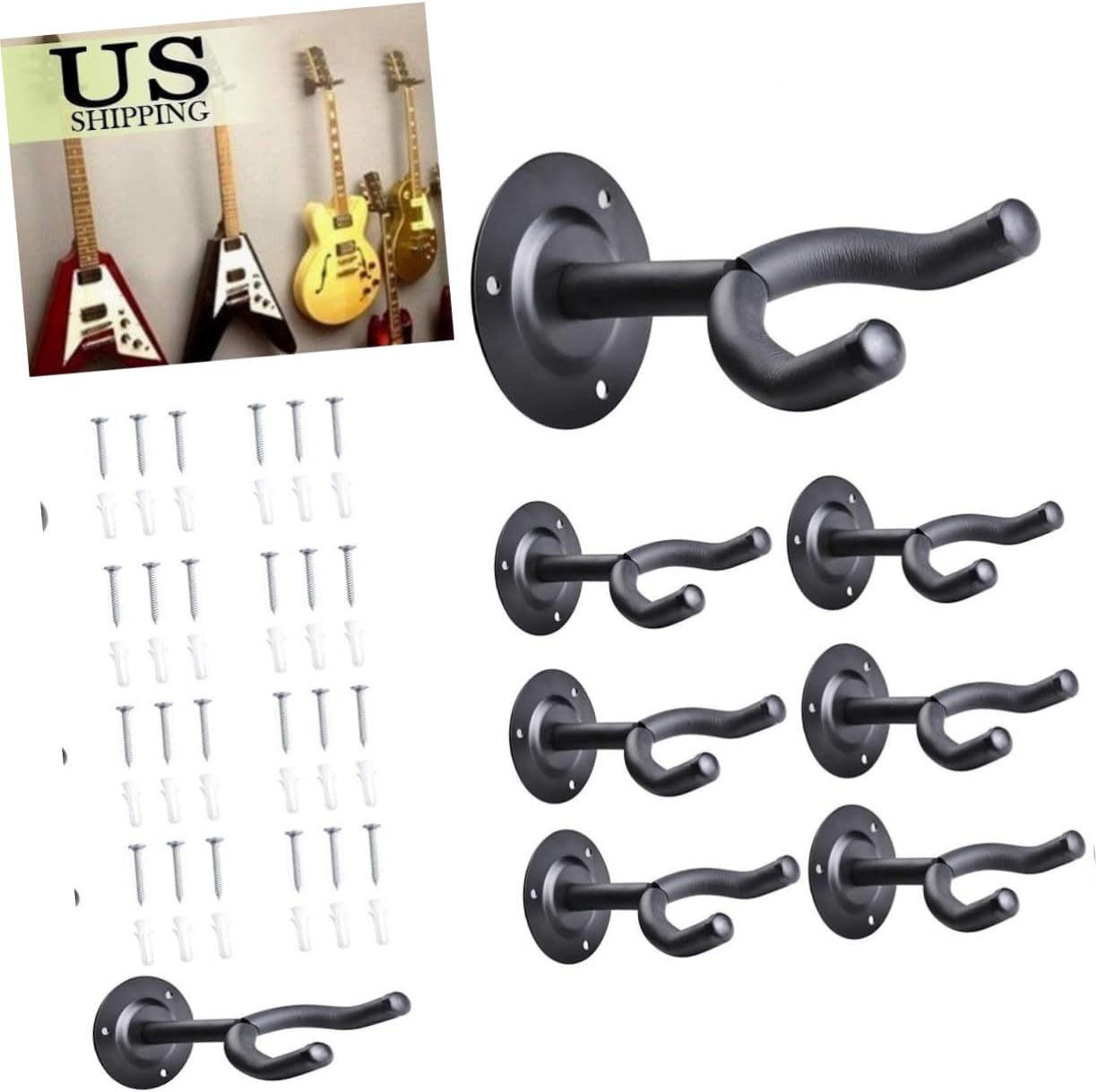 UPKOCH 8pcs Guitar Hangers Wall Mount Hooks for Multiple Guitars Easy Install for Instrument