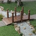 Kinfant 5FT Wooden Garden Bridge with Metal Chain Railings – Solid Fir Wood, Carbonized Finish, Decorative Arch Footbridge with Rustic Chain Accents for Pond, Stream, Pathway, Backyard & Landscape