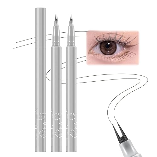 Miniatura 9 de Jutqut 2 lápices de pestañas inferiores de doble punta, lápiz líquido natural para pestañas inferiores, delineador líquido impermeable de 0.000 in,