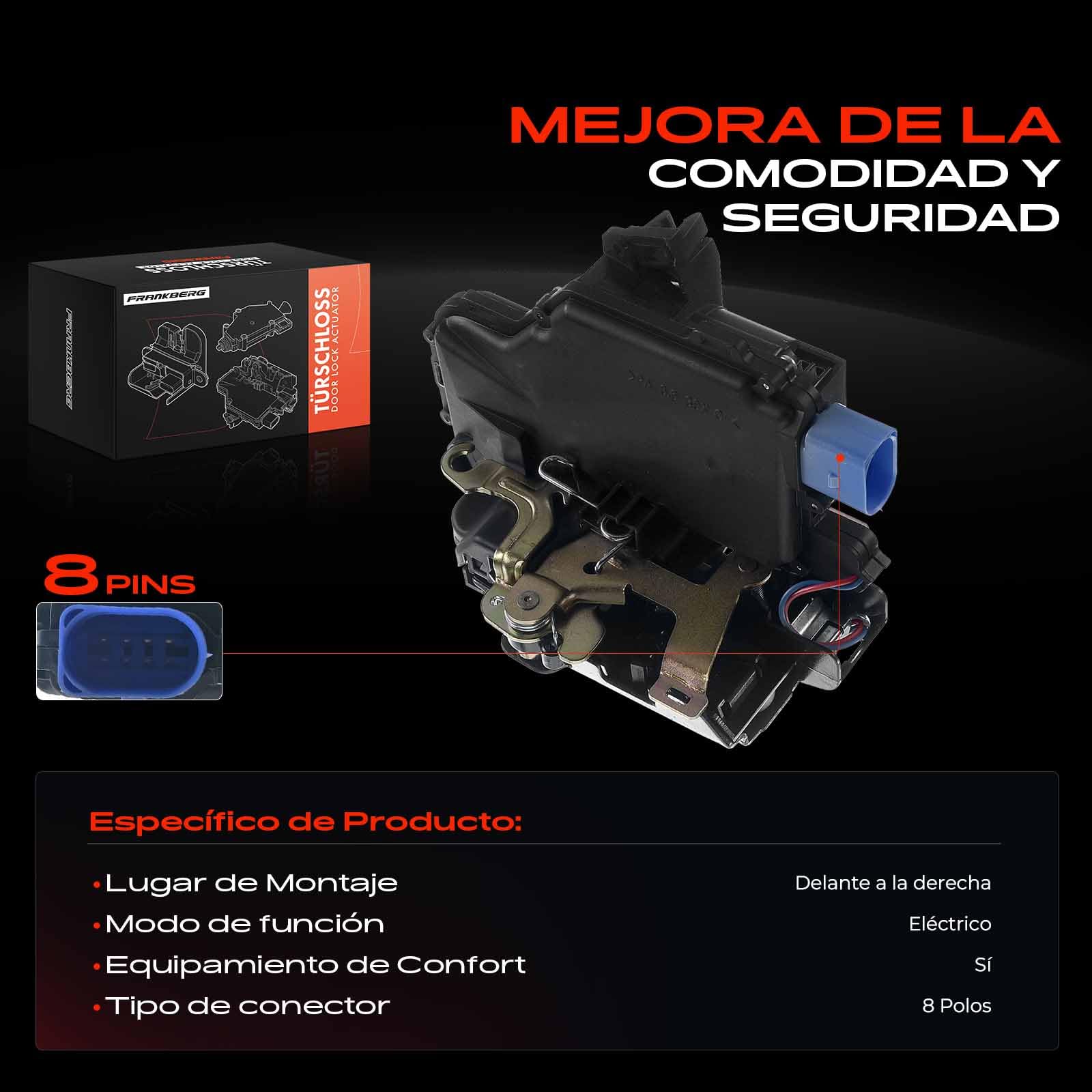 Serrure De Porte Avant Gauche 8 Pôles Pour Skoda Fabia II Et Roomster 2009-2010 – Servomoteur Compatible OE 3B1837015BN / 5J1837015