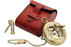 Vintage Brass Sundial Compass: An Antique Timepiece for Outdoor Adventures