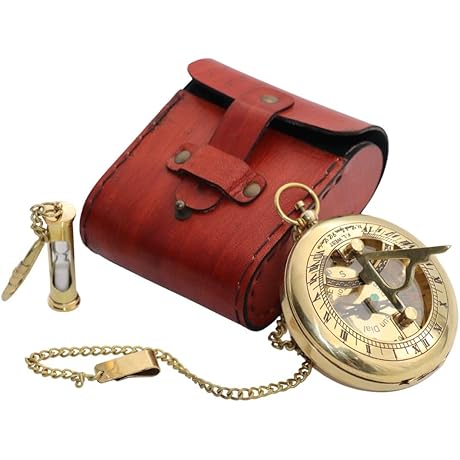 Vintage Brass Sundial Compass: An Antique Timepiece for Outdoor Adventures