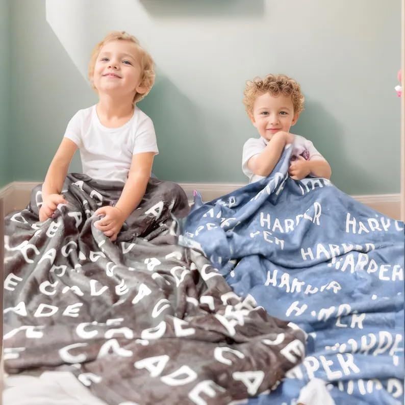 Yoke Style Ships Next Day, Personalized Blankets for Kids, Custom Baby Blanket with Name, Customized Baby Blankets Gifts for Boys Girls Kids on Birthday Christmas