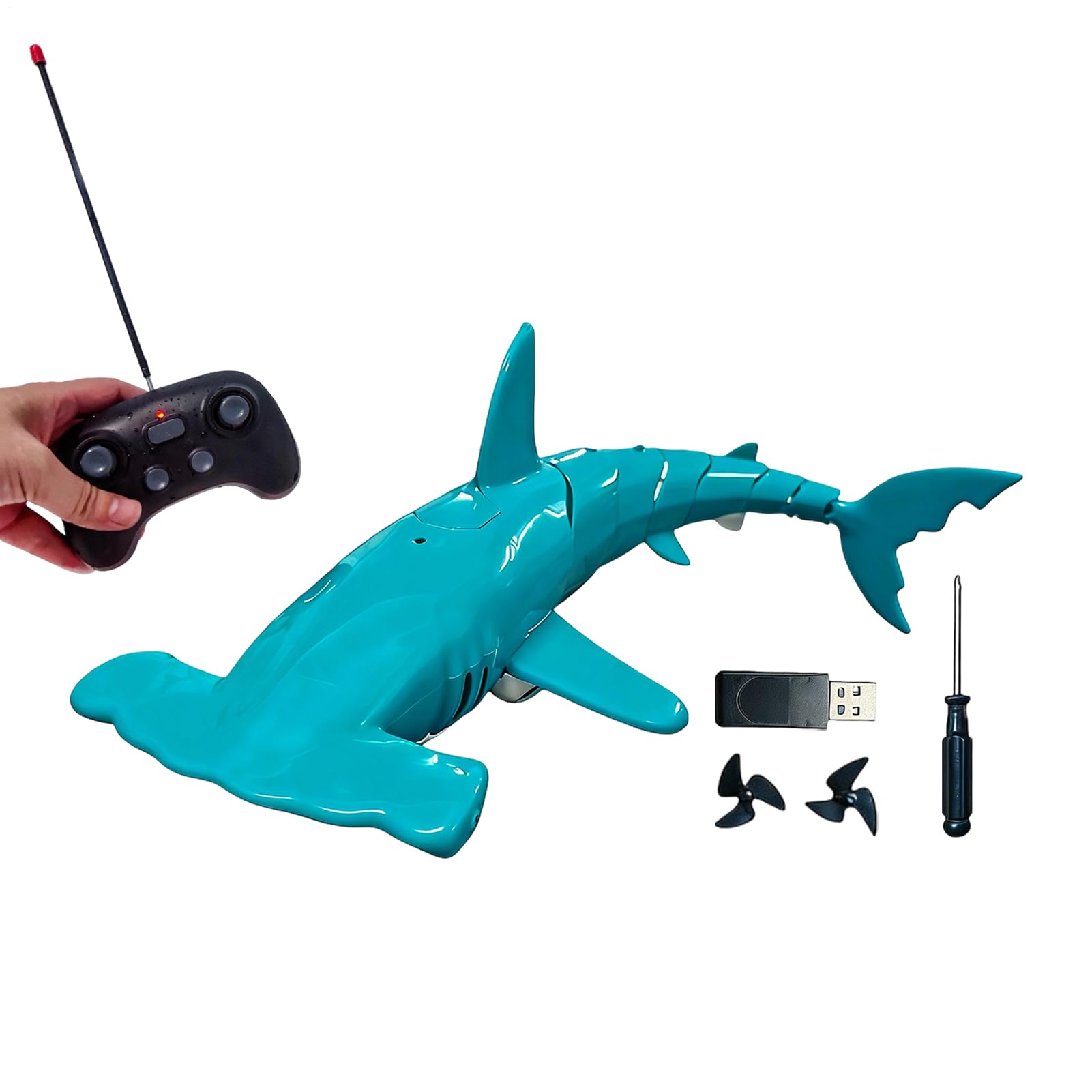de tiburón con Control Remoto – RC de 2,4 GHz Recargable de simulación de Buceo, Juguetes de Piscina con Control Remoto, para Cuarto de baño de 6 años y más niños y niñas, Regalos de
