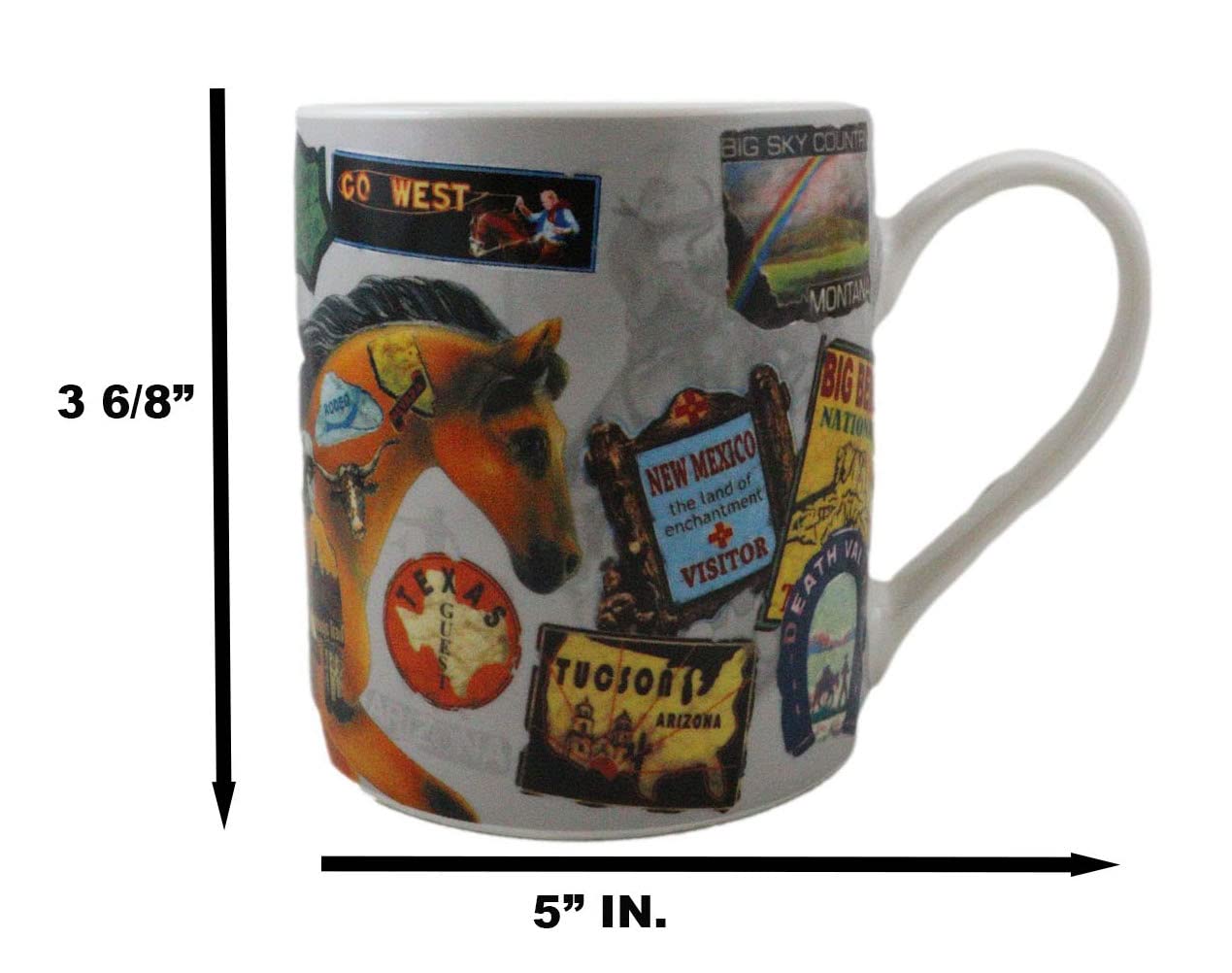 Ebros Gift The Trail Of Painted Ponies Western Westward Ho! Historical American West Road Trips Attractions National Parks Tribute Horse Ceramic Coffee Mug 11oz Drink Beer Stein Cup