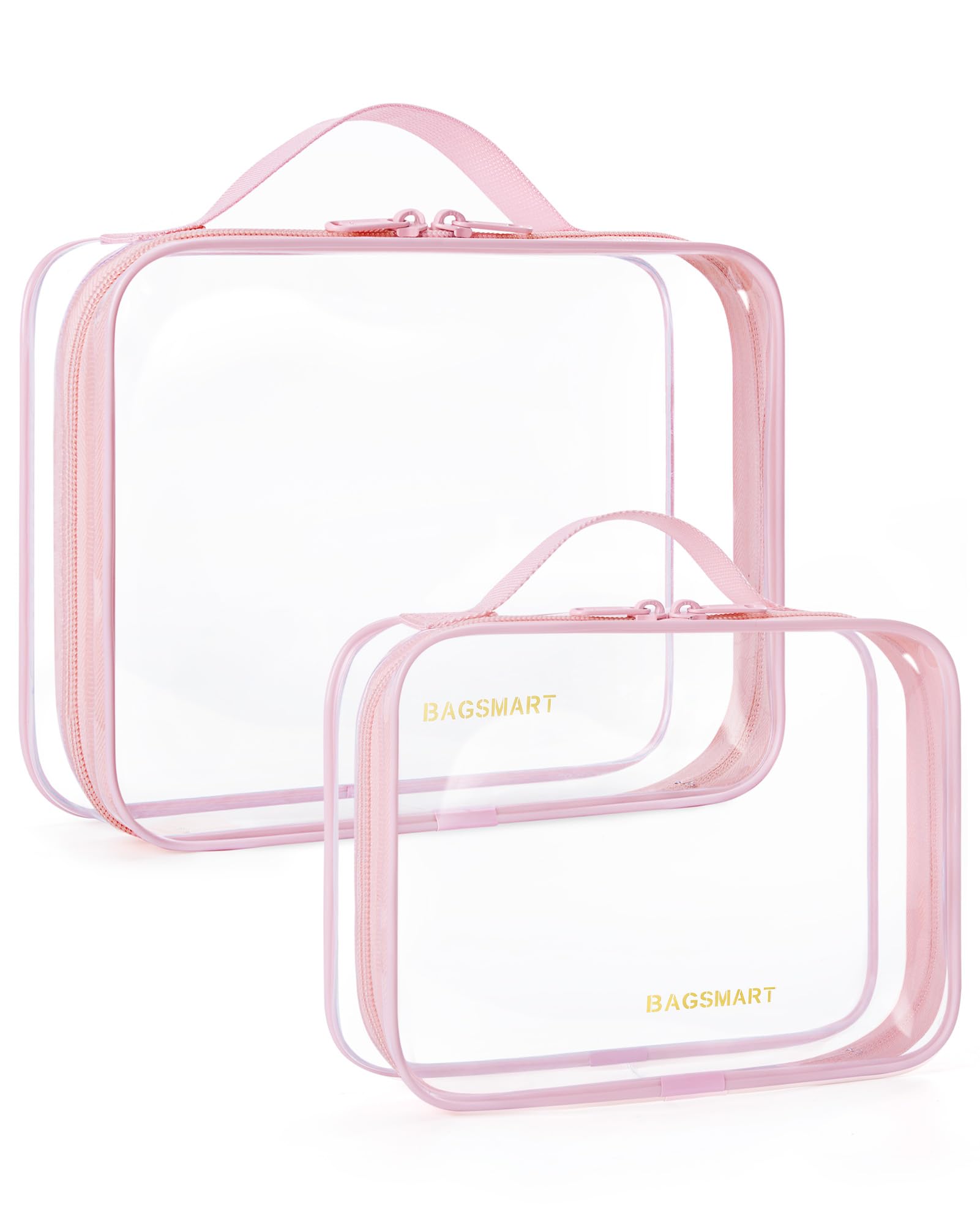 BAGSMART TSA-zugelassener Kulturbeutel, 2er-Pack transparenter Make-up-Kosmetikbeutel-Organizer