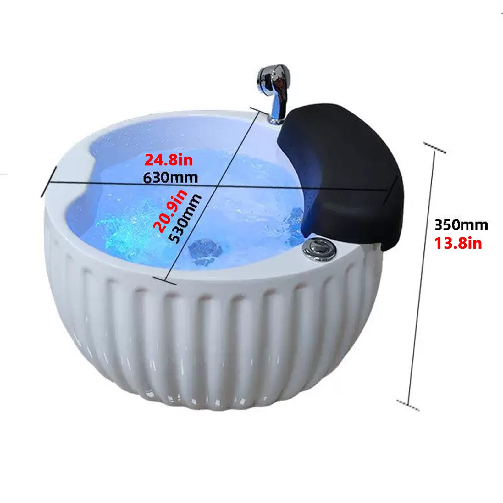 Vasca Idromassaggio Pedicure Pediluvio,Guscio Acrilico A Coste 24,8 Pollici | Cromoterapia A LED Integrata, Poggiapiedi Ergonomico In PU, Speciale Pediluvi Dell'hotel
