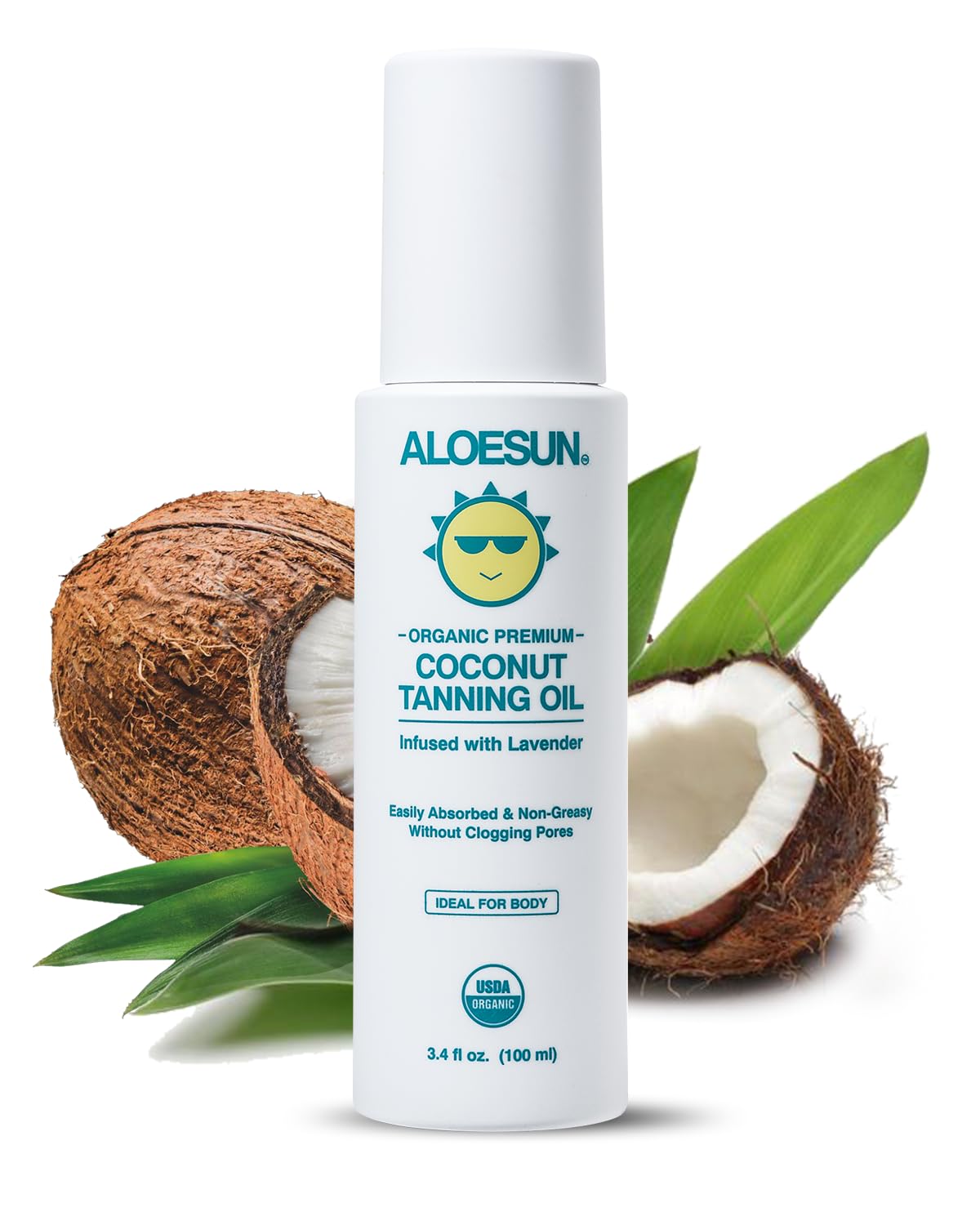 ALOESUN Organic Coconut Tanning Oil Spray Infused with Organic Lavender Oil | Natural Deep Tanning Accelerator | Moisturizing & Hydrating Tan | Non-Greasy | Vegan & Cruelty-Free | Travel Size 3.4 Oz | Organic, Coconut, Non-Greasy, Vegan, Cruelty-Free