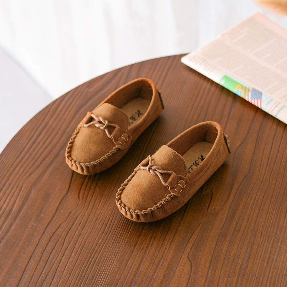 WUIWUIYU Garçons Filles Suède Cuir Chaussure Bateau Mocassins Slip on Style