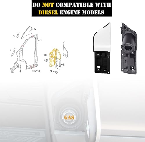 Miniatura 6 de Puerta de bisagra de bolsillo de llenado de gas combustible + cubierta compatible con Ford Transit Van 2015-2023 Reemplazo # CK4Z-5427936-A,