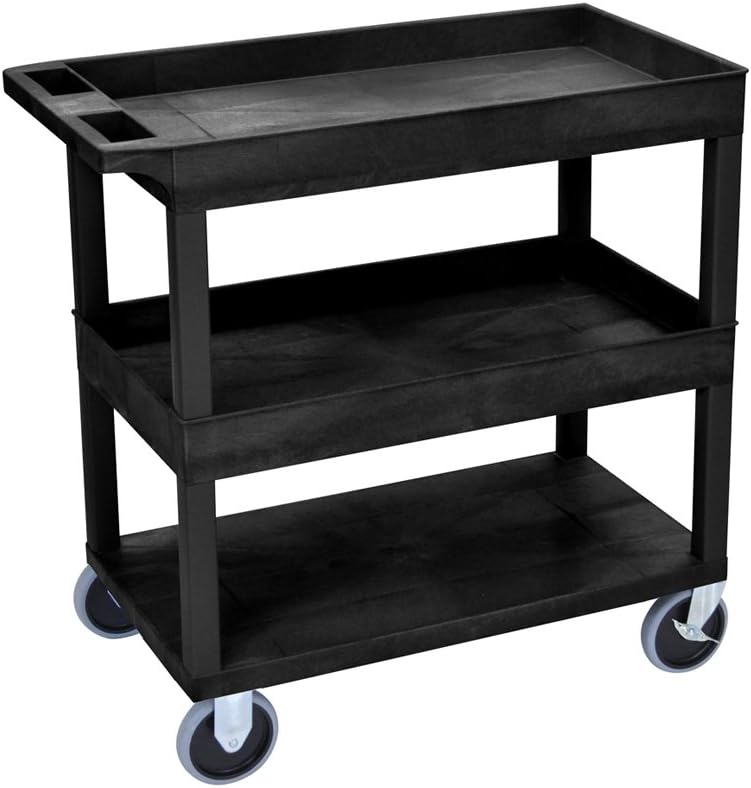 LUXOR EC112HD-B 32 x 18 Cart - Two Tub/One Flat Shelves