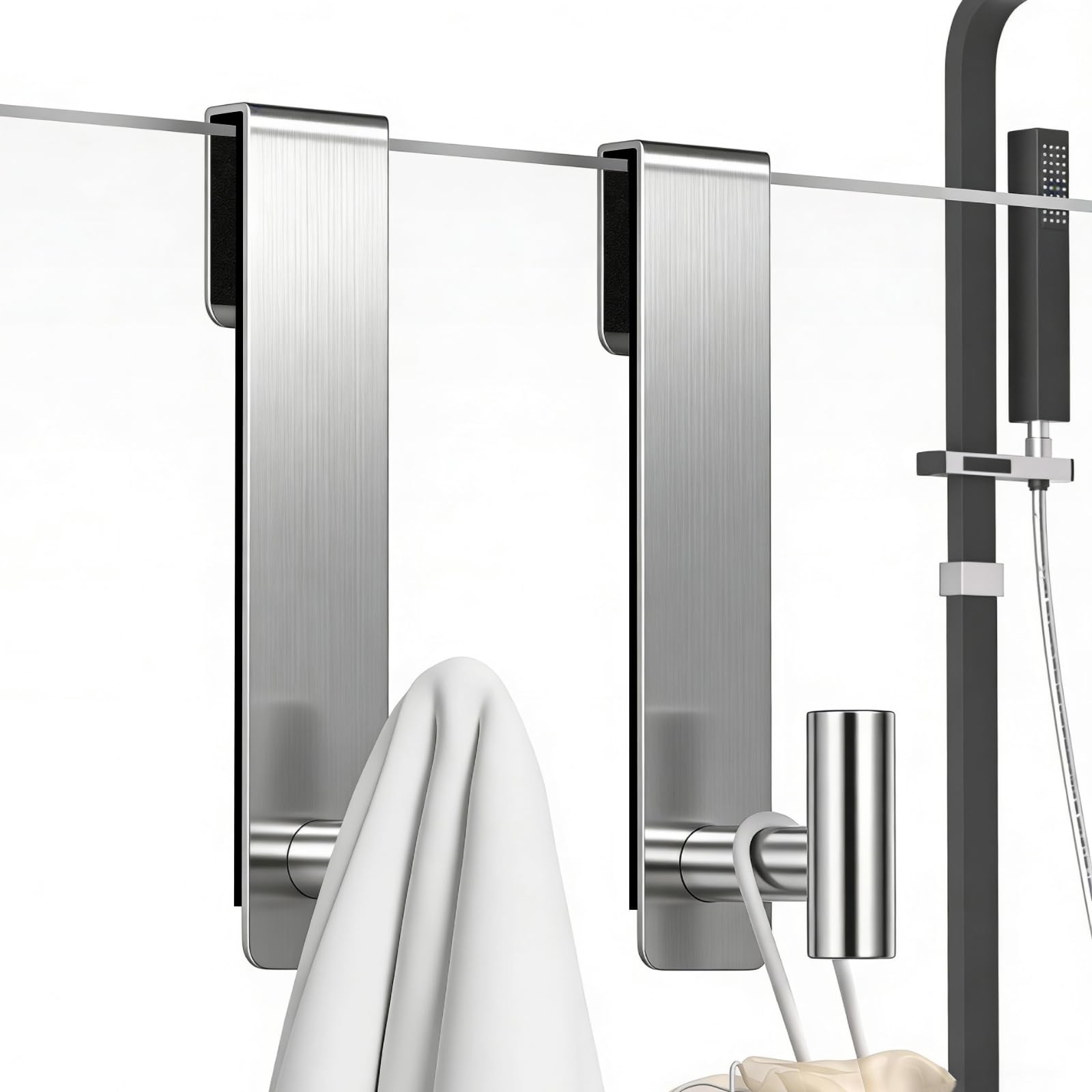 PMMASTO 7.5 InchShower Door Hooks, Silver- T Shape