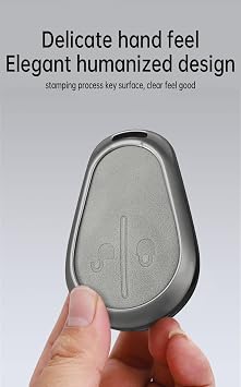 2 Button Key Fob Cover Compatible with Key Case Leather& Zinc Alloy Accessories-Long Keychain Gray