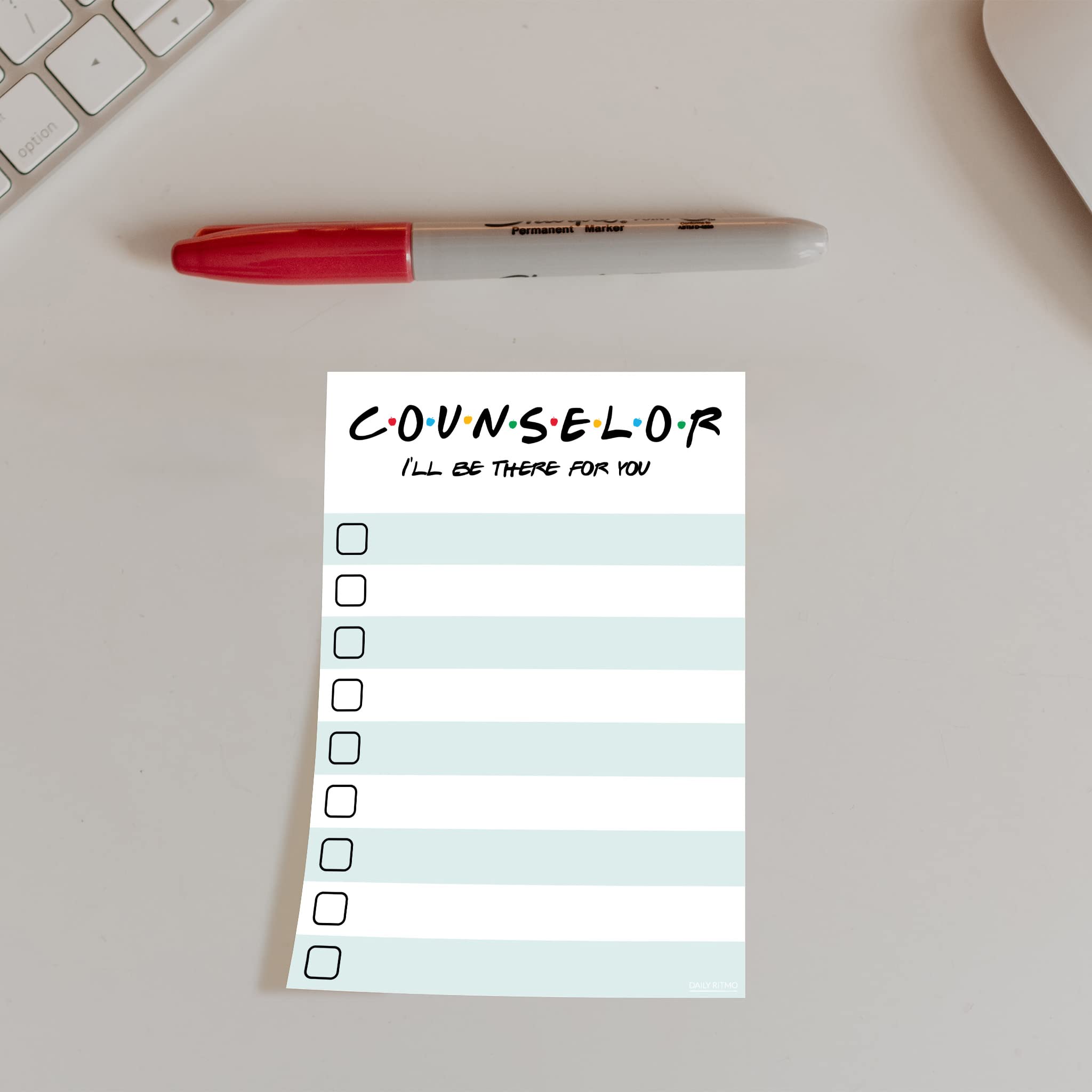 DAILY RITMO Counselor Gift - I'll Be There for You Sticky Notes | Psychologist & Mental Health Therapist List Notepad | School Counselor Appreciation Bulk Gifts for Women