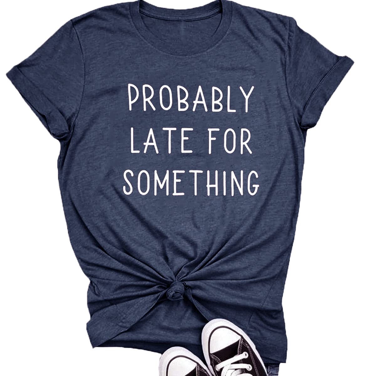 Probably Late for Something Shirt for Women Workout Short Sleeveless Graphic Athletic Comfy Cotton Tee Tops
