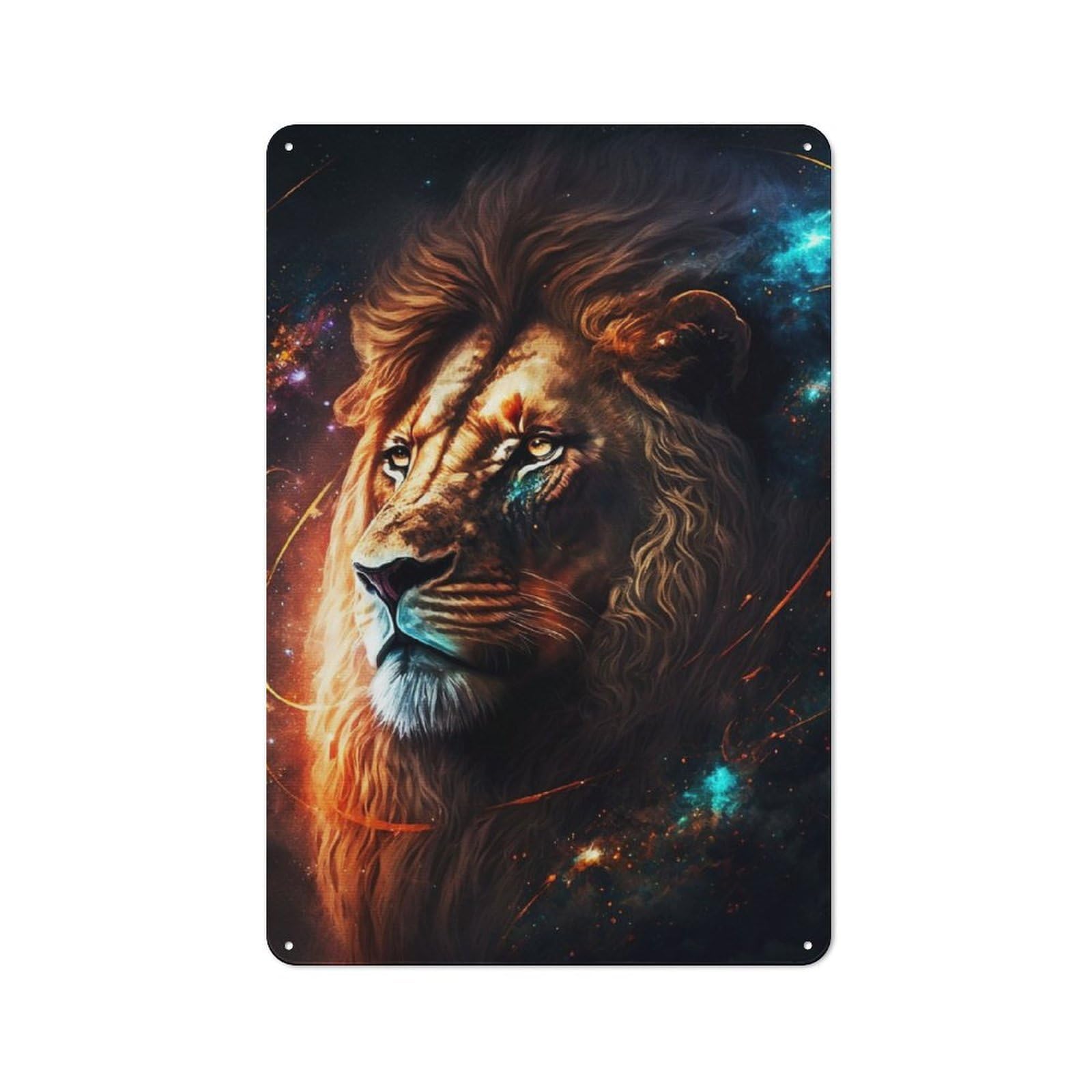 Junmoney Mystical Lion Metal Sign 30X20cm With For Workshop Wall, Retro Decor, For Garage, Workshop And Man Cave Decoration