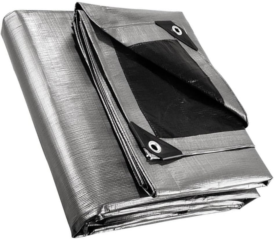 Heavy Duty Waterproof Tarpaulin Tarp 1.8x2.4m Pe Rain Proof Canopy Outdoor Sun Protection Cover with Dual-Color Waterproof Woven Fabric for Camping Garden