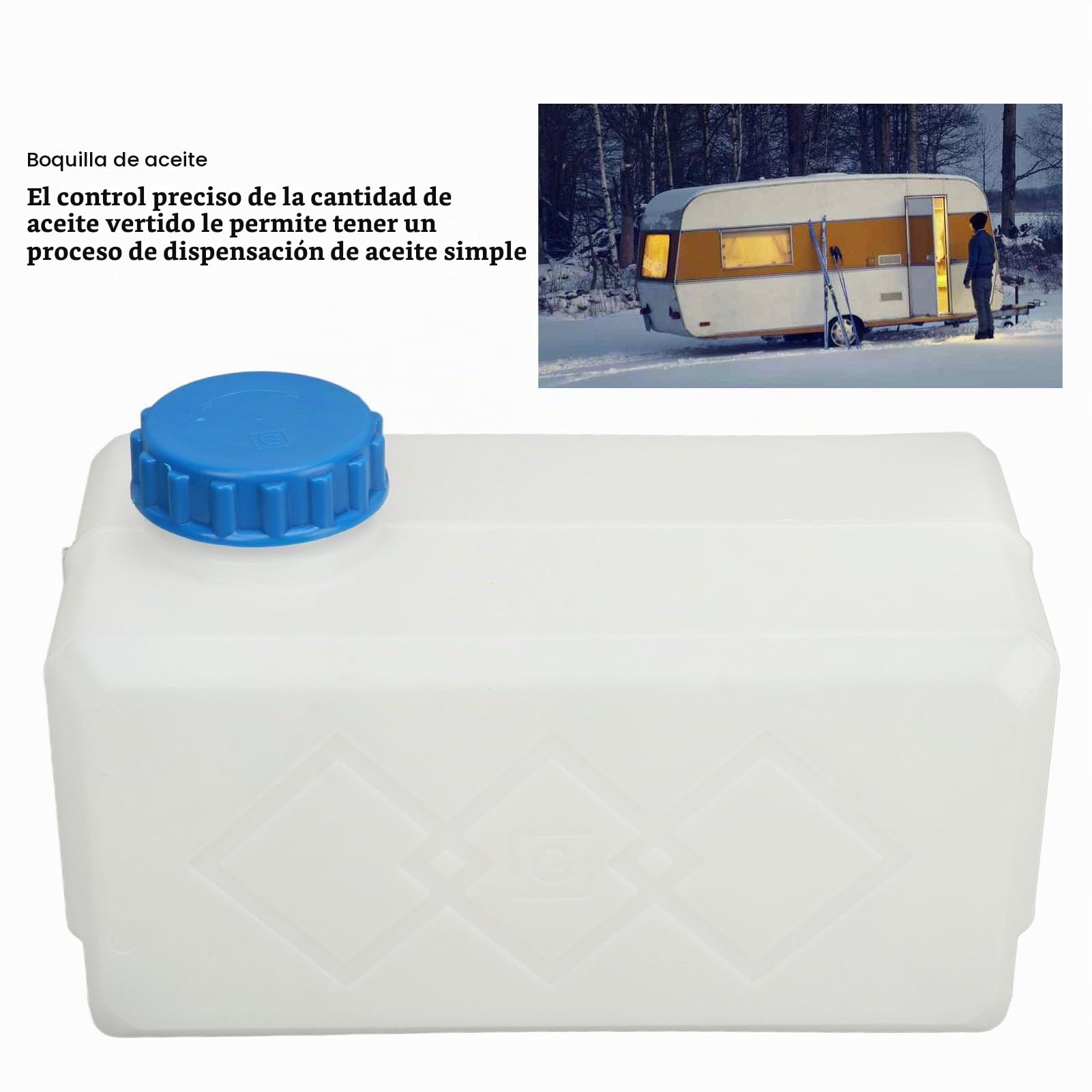 Tanque de Combustible Líquido de 5 Litros con Tapa de Sellado y Boquilla, Tanque de Gasolina de Material ABS Blanco, Lata de Botella de Tanque de Agua Integrada, Tanque de